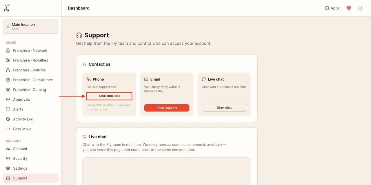 Ring this number for support with any difficulties or problems.