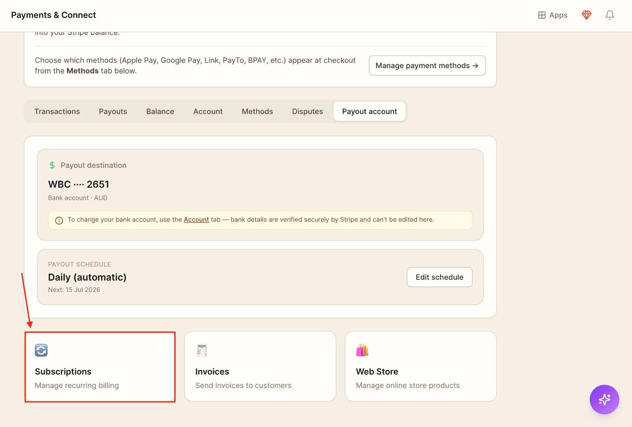 At the bottom, there will be a ‘subscriptions’ button.