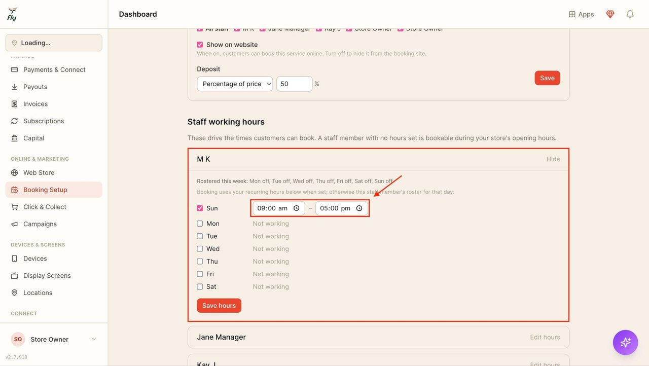 This can be changed my simply entering the desired time in the outlined fields.