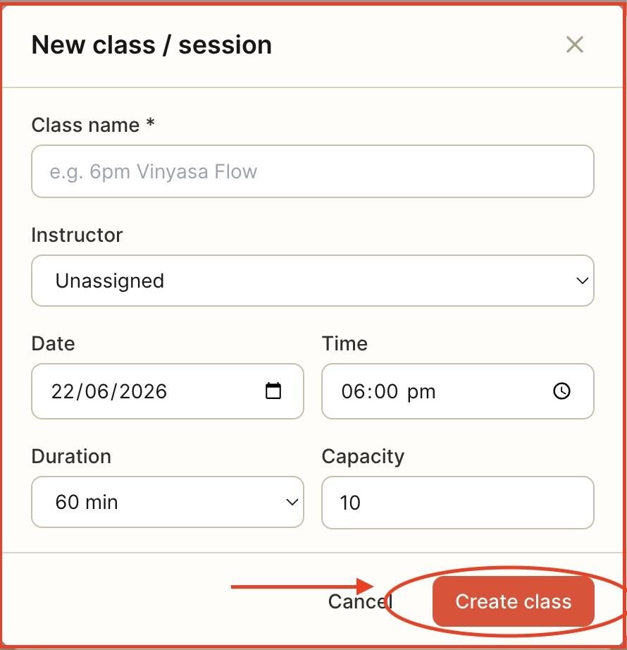 Fill in the details and press ‘create class’