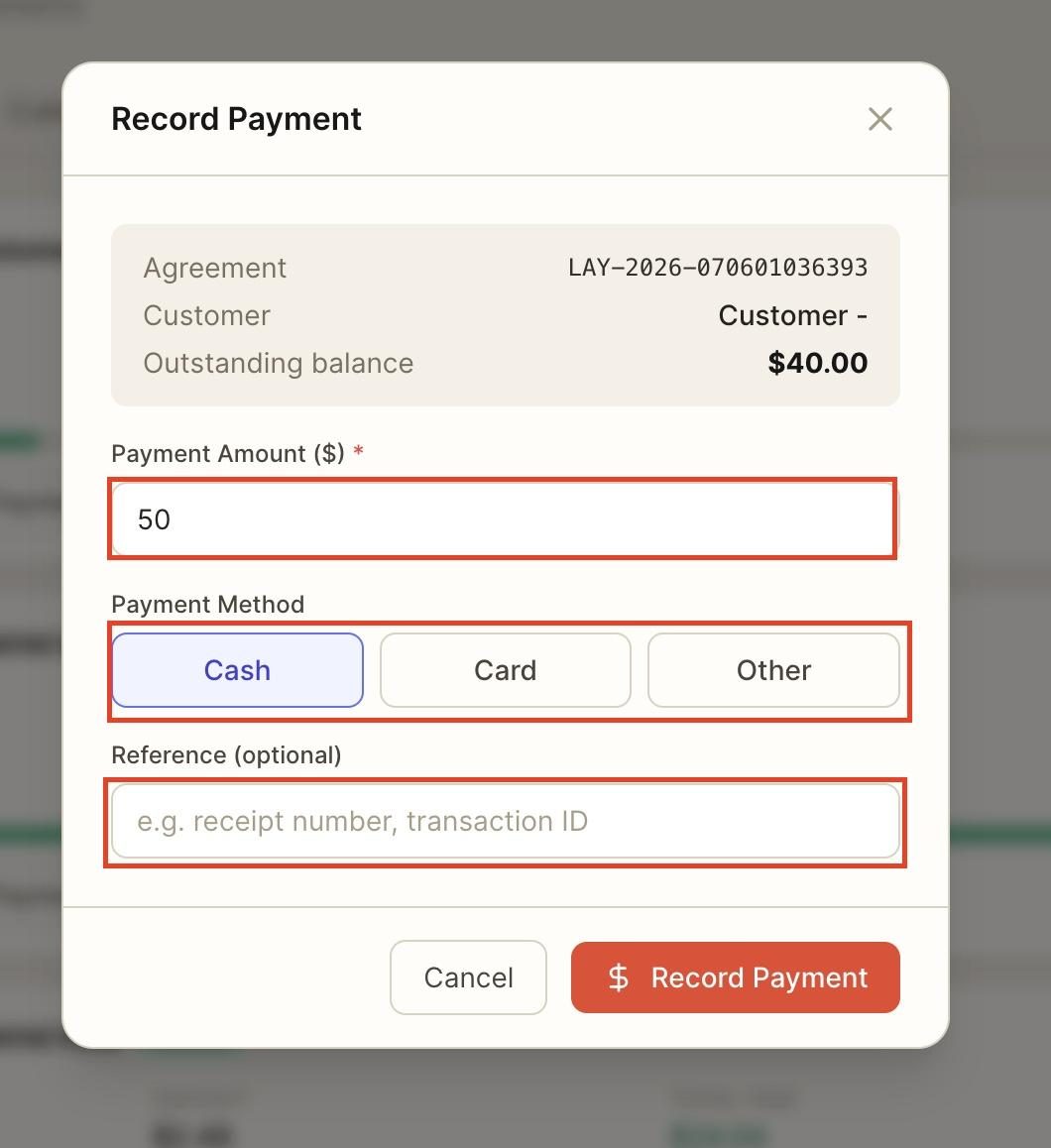 Enter the details of the payment.