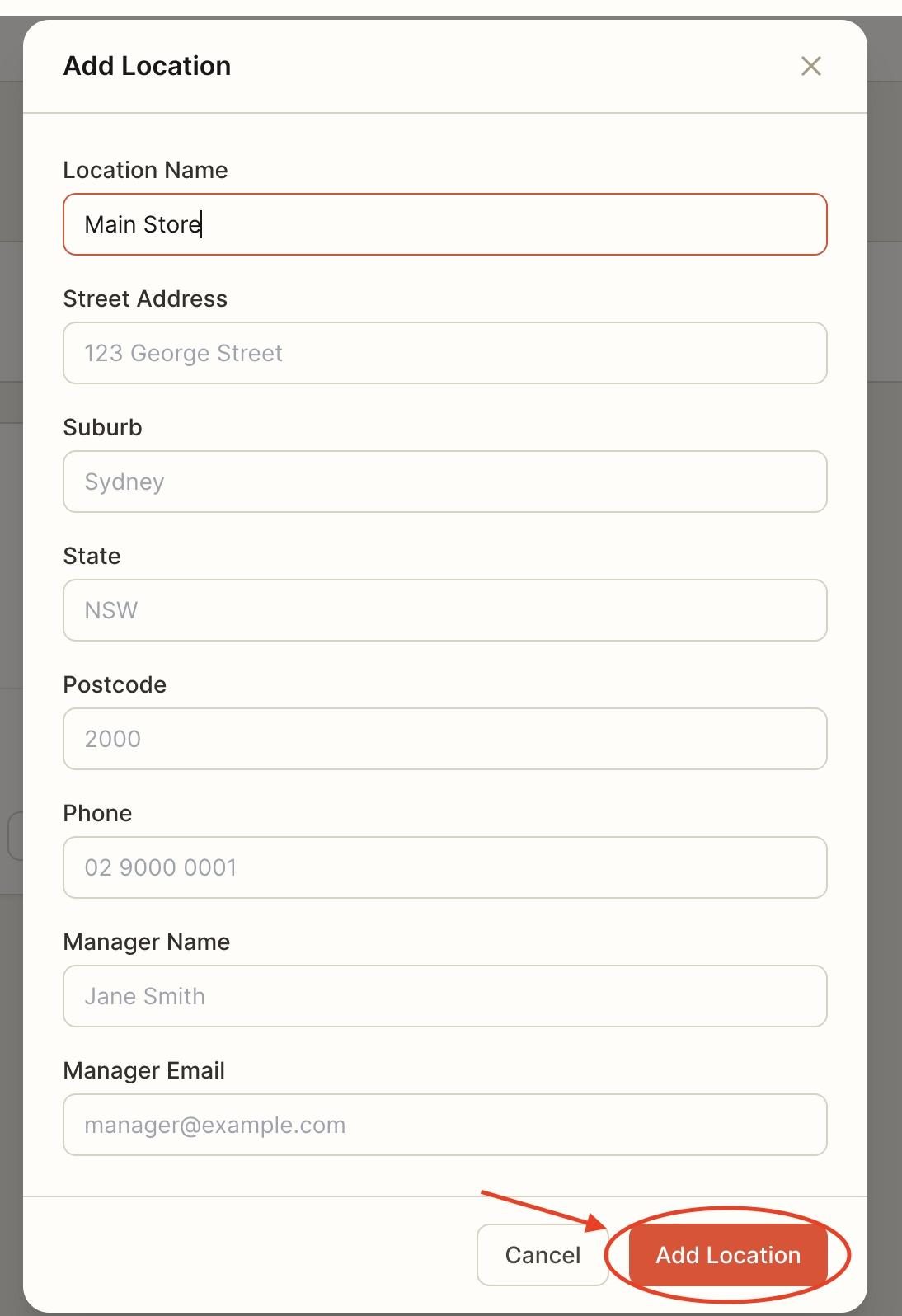 Once done, press ‘Add location’.