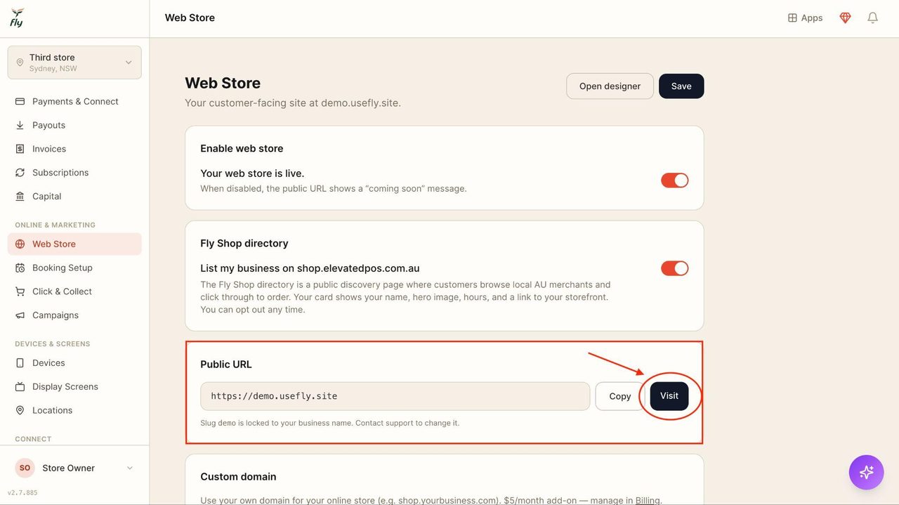 Click on the ‘Visit’ button to access the web store.