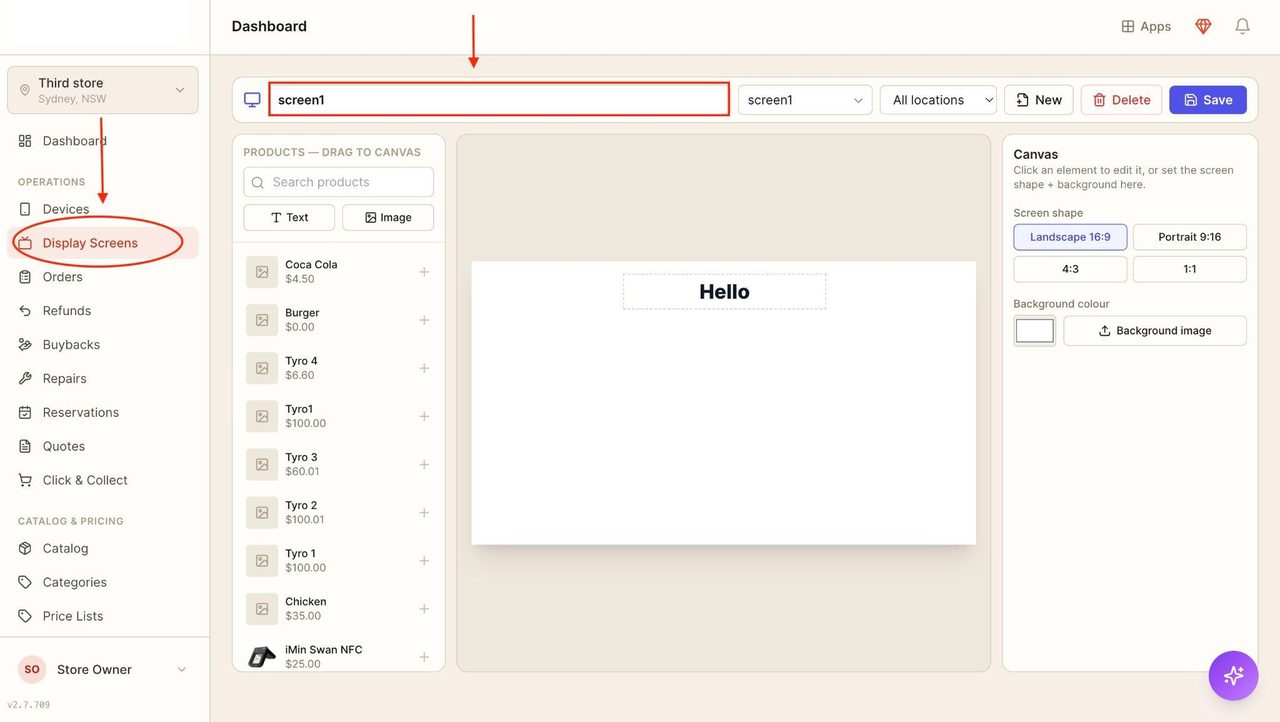 Then choose a name for your screen’s content.