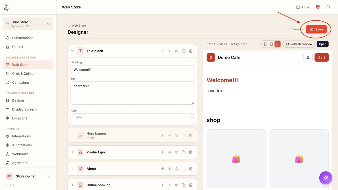 To save all the changes that have been made, click on ‘Save’.