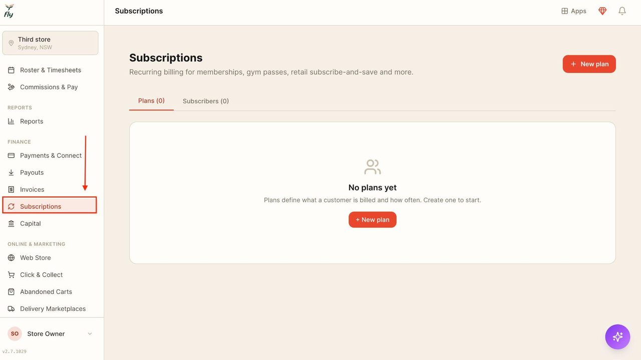 This will automatically take you to the subscriptions tab.