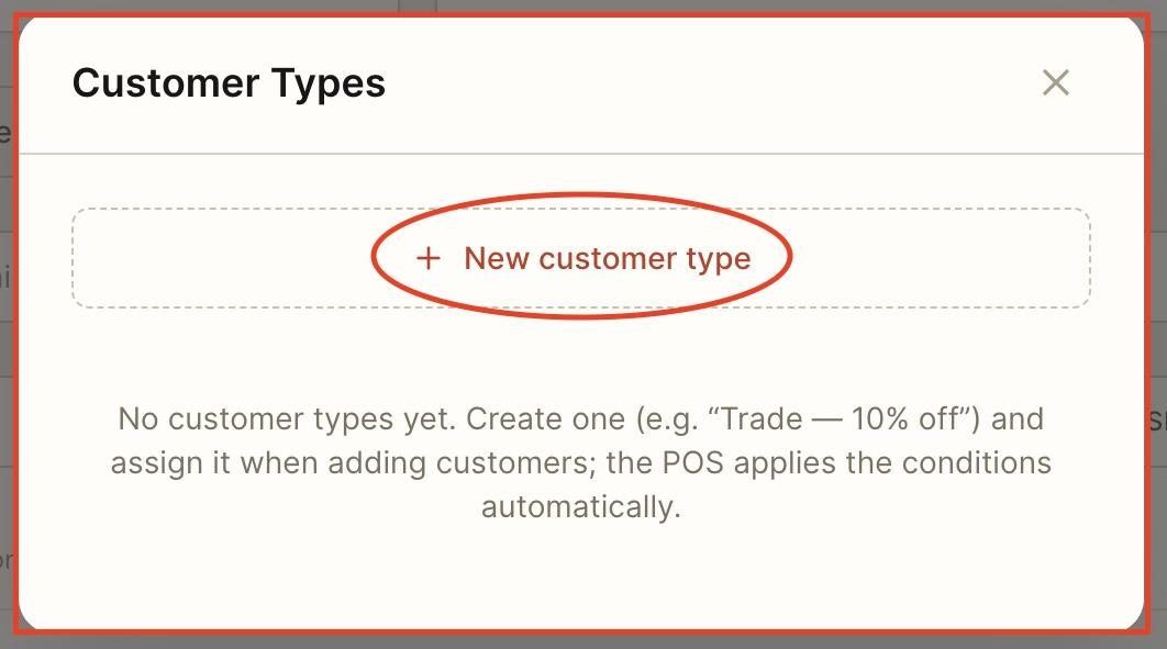 Click on ‘New customer type’