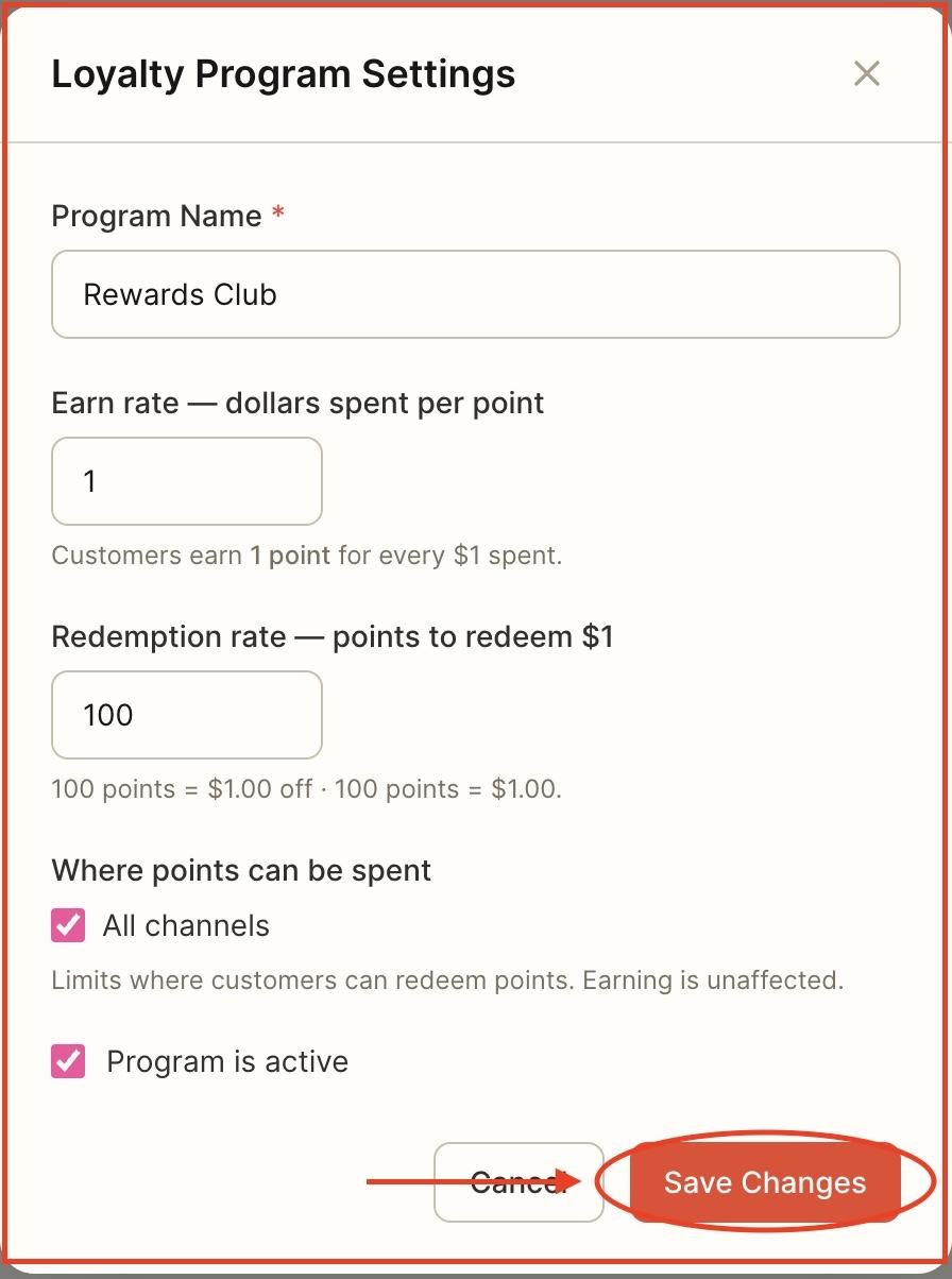 Make the desired changes, then click on ‘save changes’