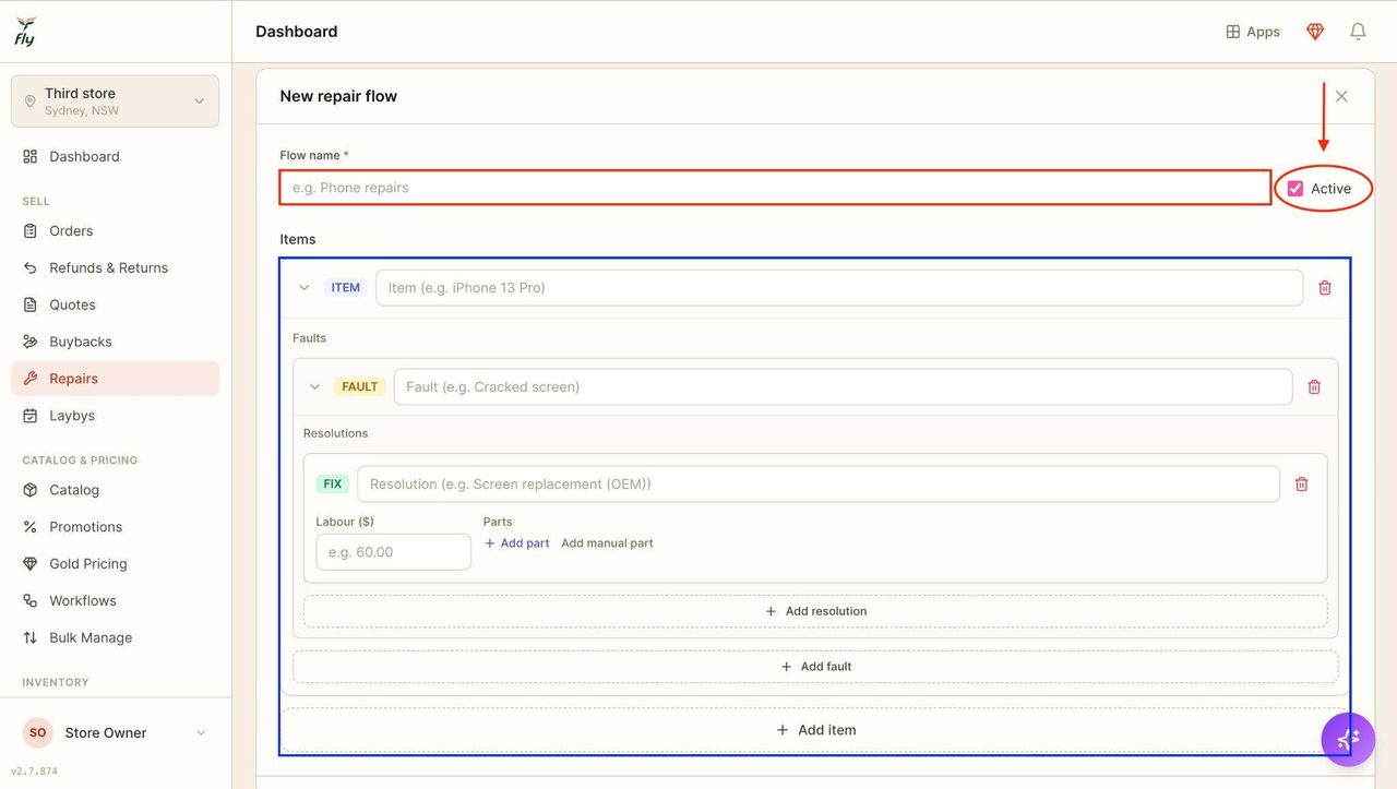 Fill in the required boxes as needed to create an appropriate flow.