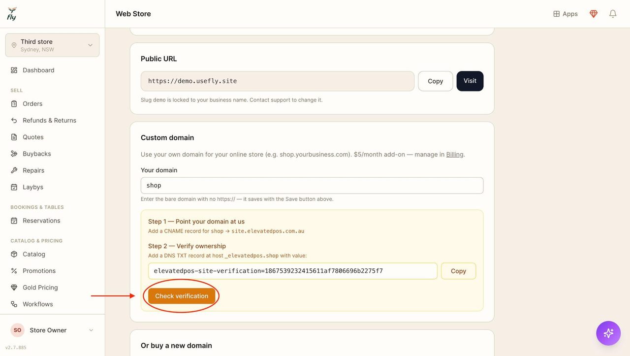 This will show a ‘Check verification’ button.