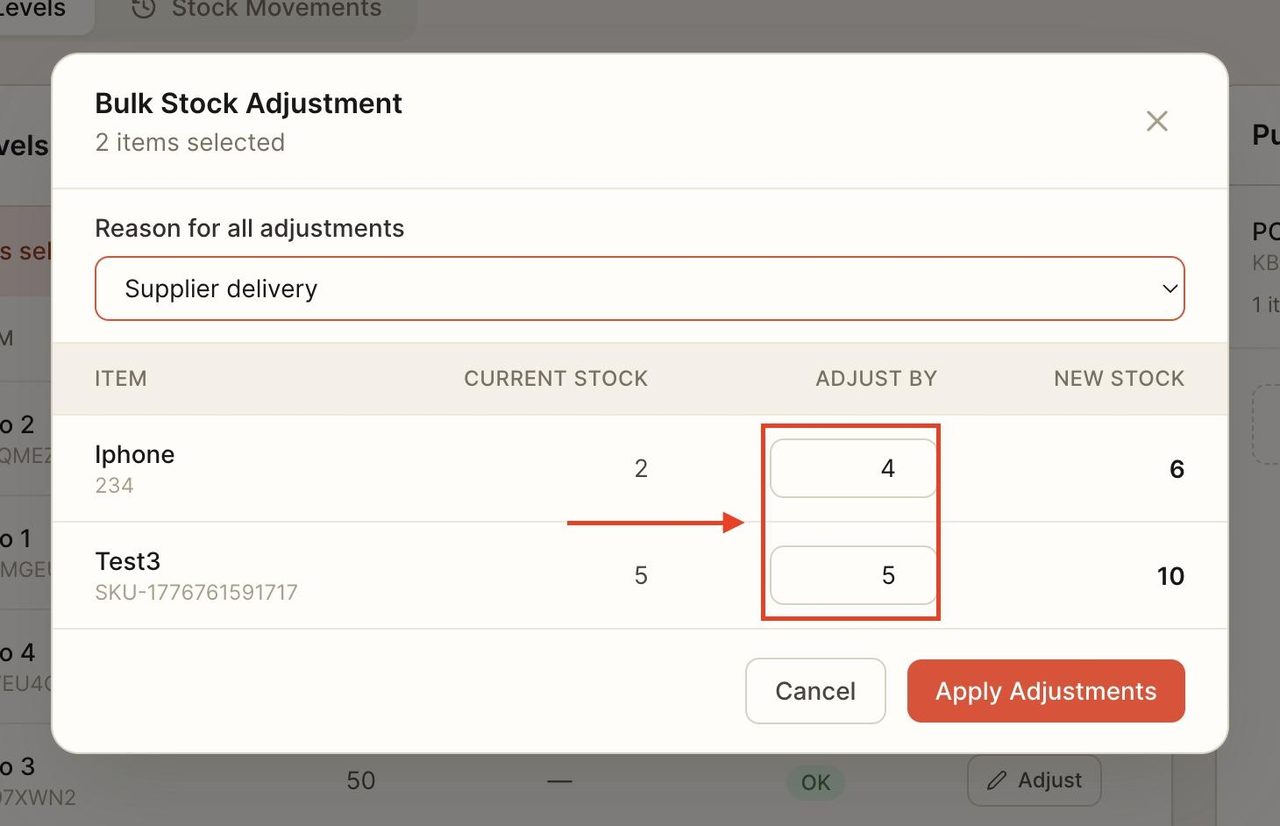 Add the adjustment number.