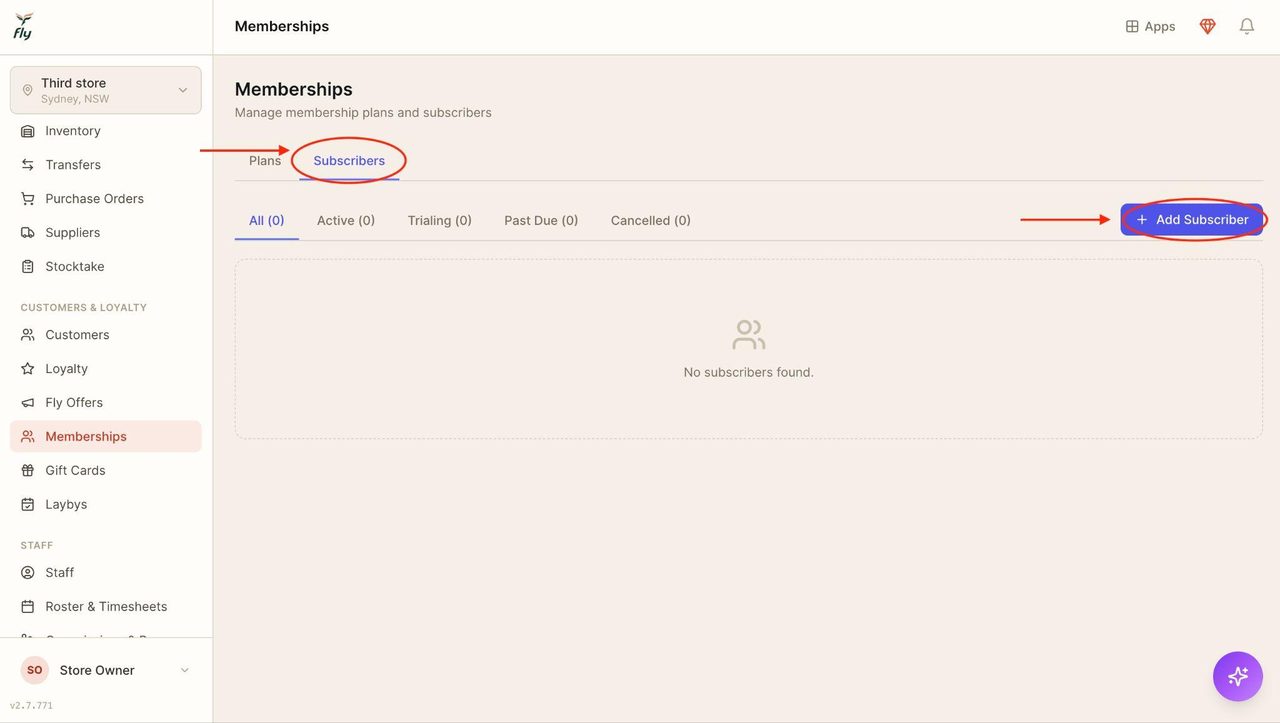 Locate the ‘Add subscriber’ button on the right side and click on it.