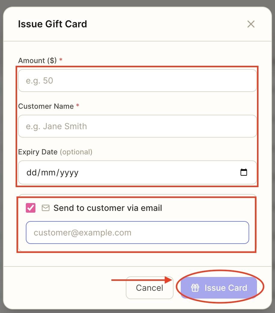 Click on ‘issue card’.