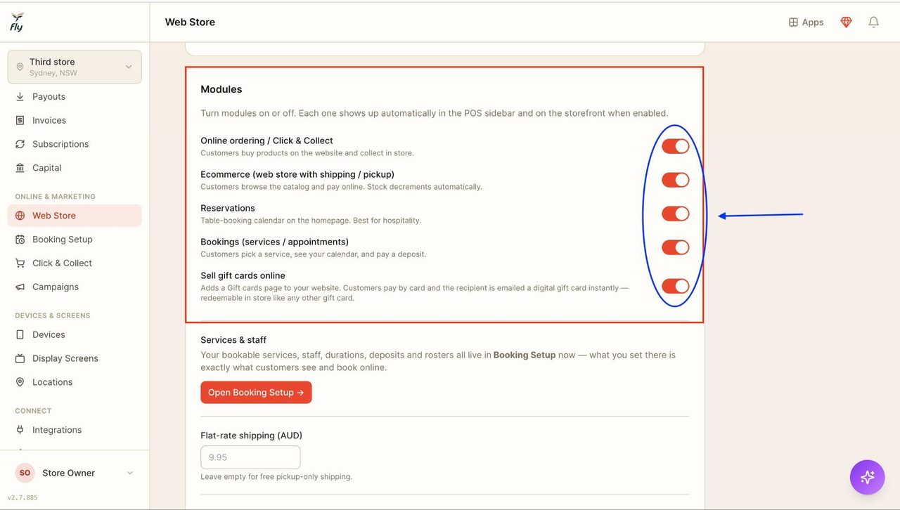 If buttons are toggled on, they will appear automatically on the POS and storefront.