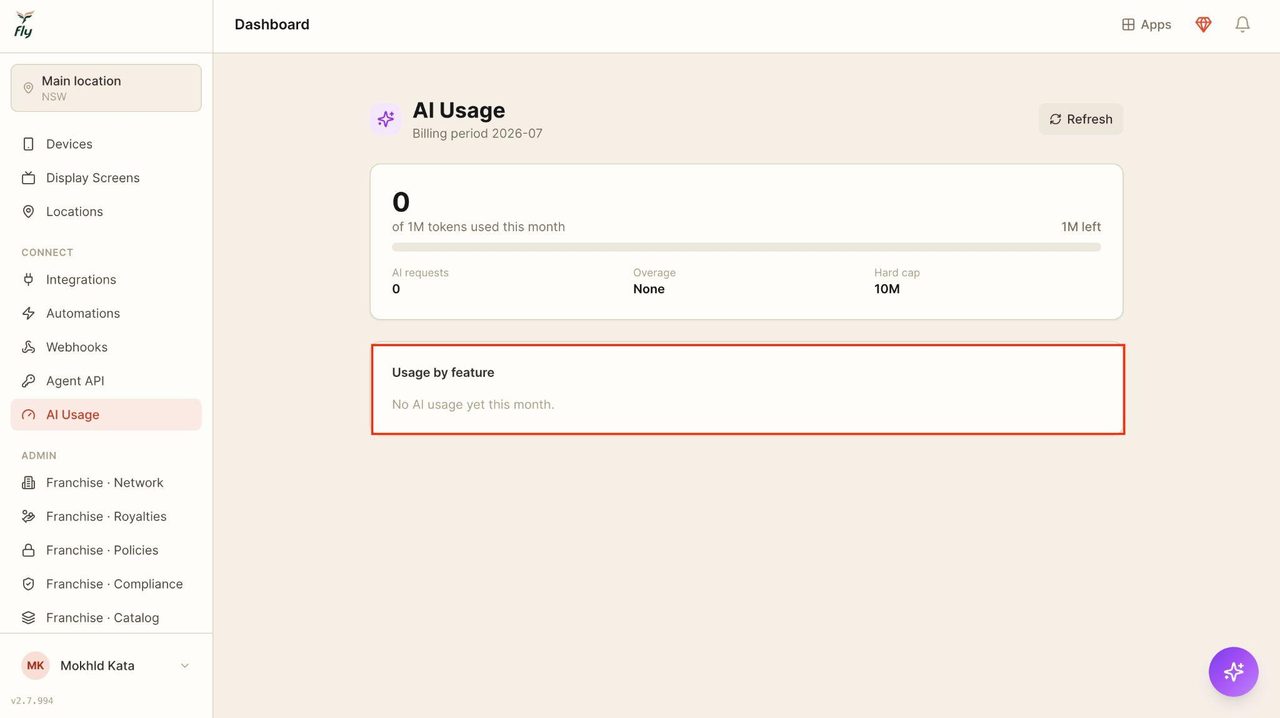 Below shows the features of AI used.