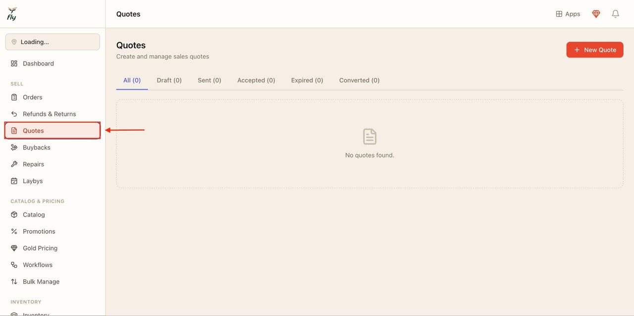 Locate ‘Quotes’ in the sidebar.