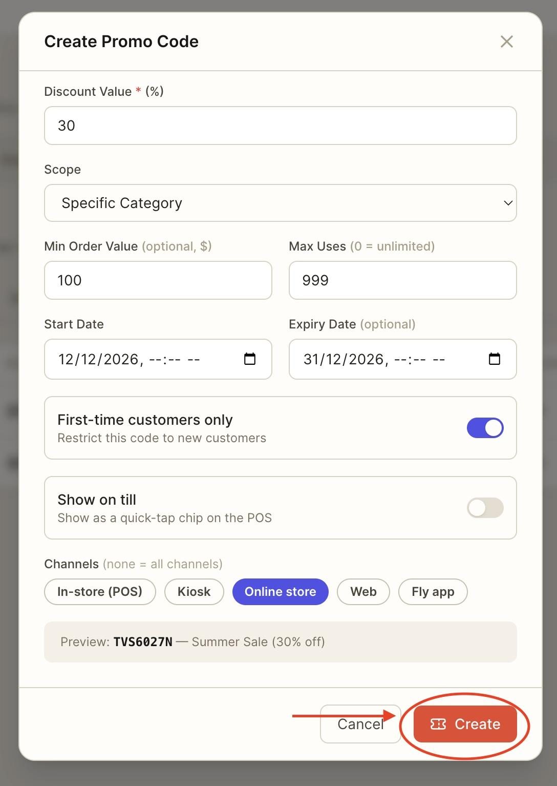Once all the information is filled out, press ‘Create’.
