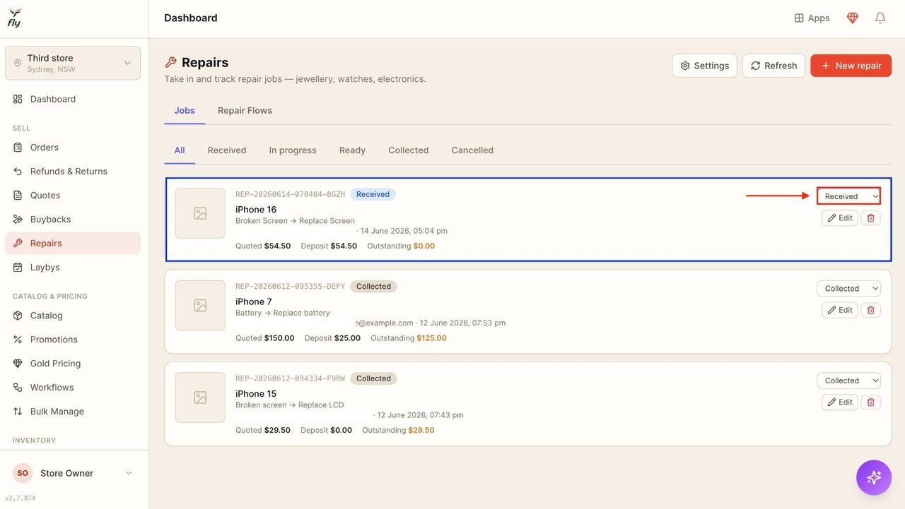 Locate the drop-down menu on the right-hand side.