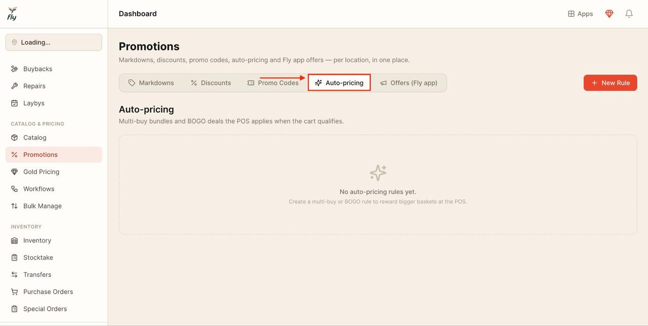Locate auto-pricing in the top bar.