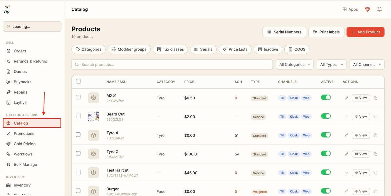 Locate ‘Catalog’ in the sidebar