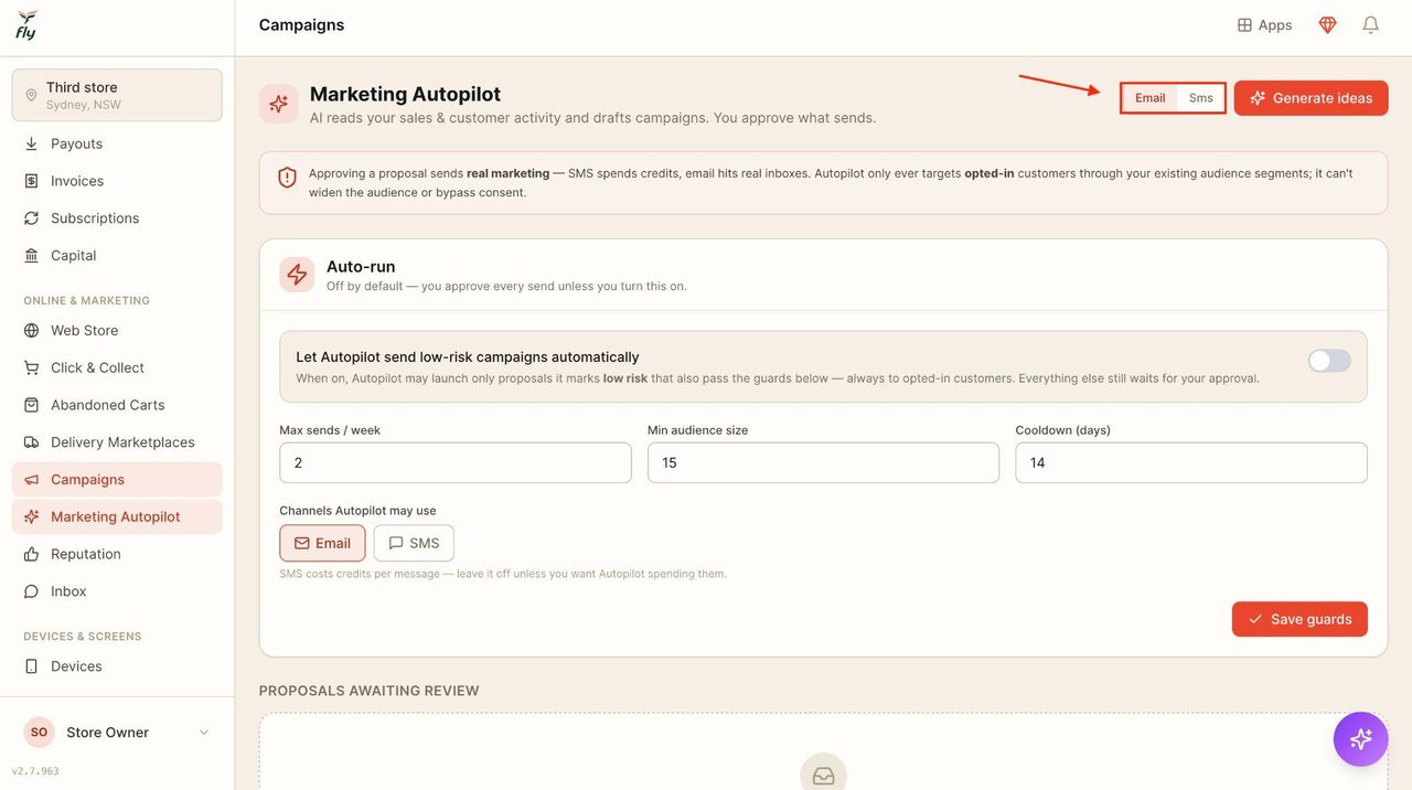 Select what form of marketing it sends.