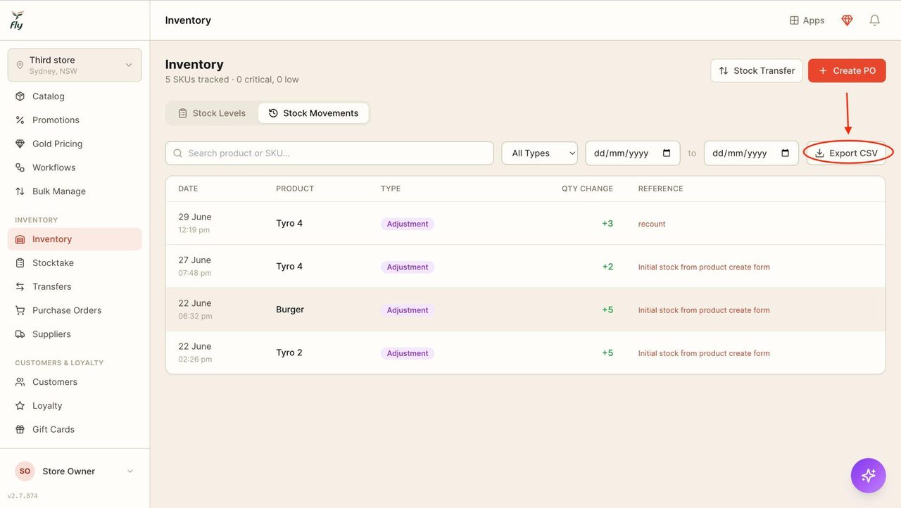 Click on ‘Export CSV’ to export details.