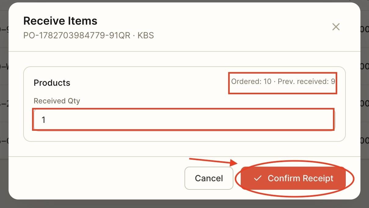 Click ‘Confirm receipt’.