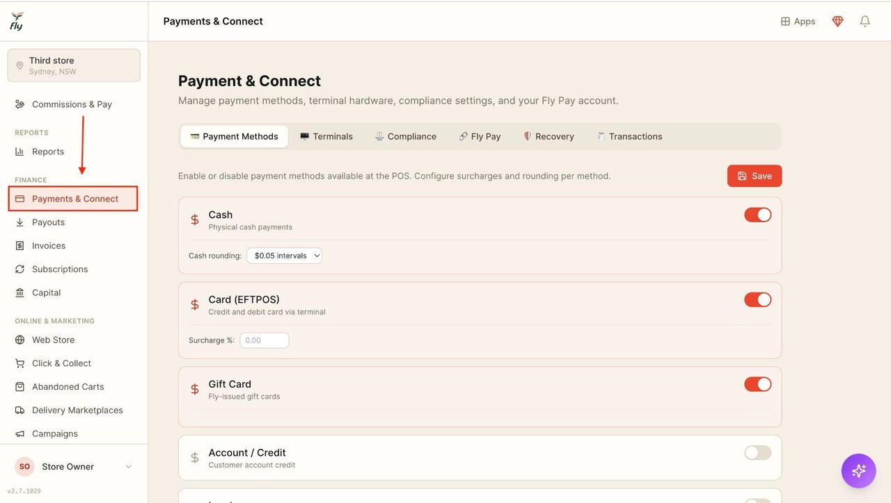 Tap on ‘Payments & connect’ to go back to the previous page.