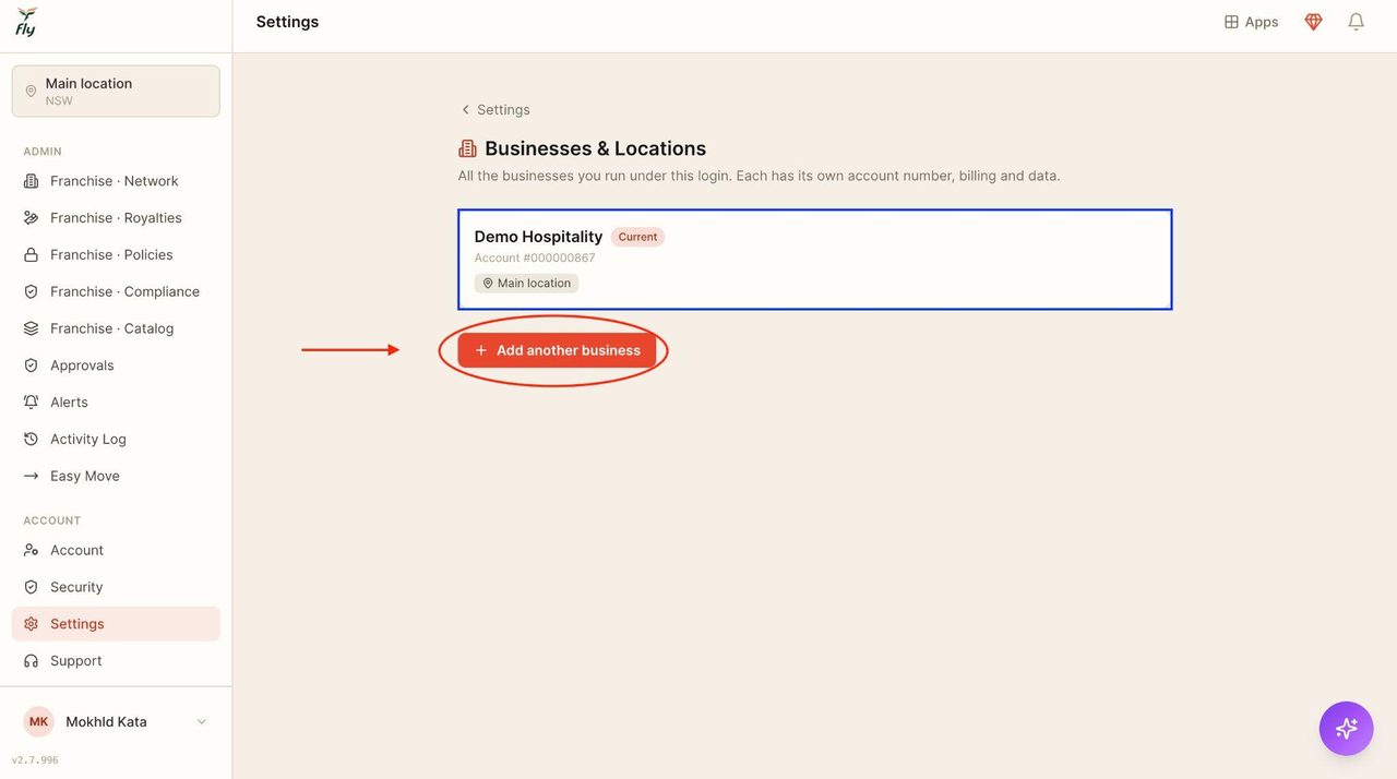 Below it will be a button to add another business.