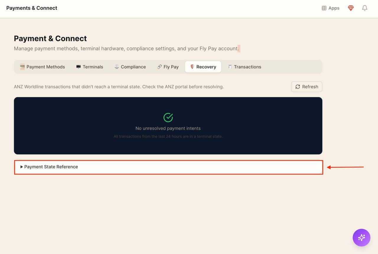Press on the section below to view the legend for the payment states.