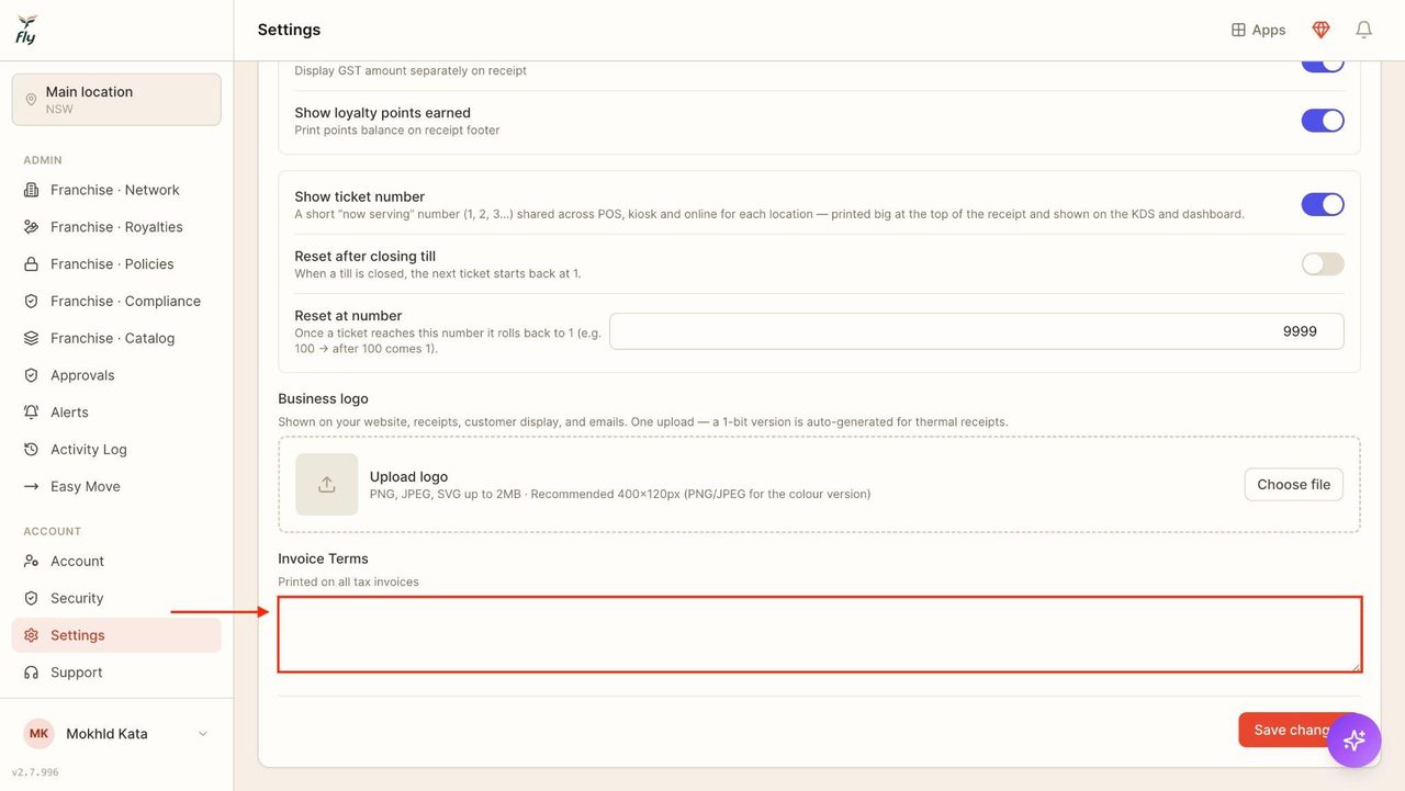Enter invoice terms.