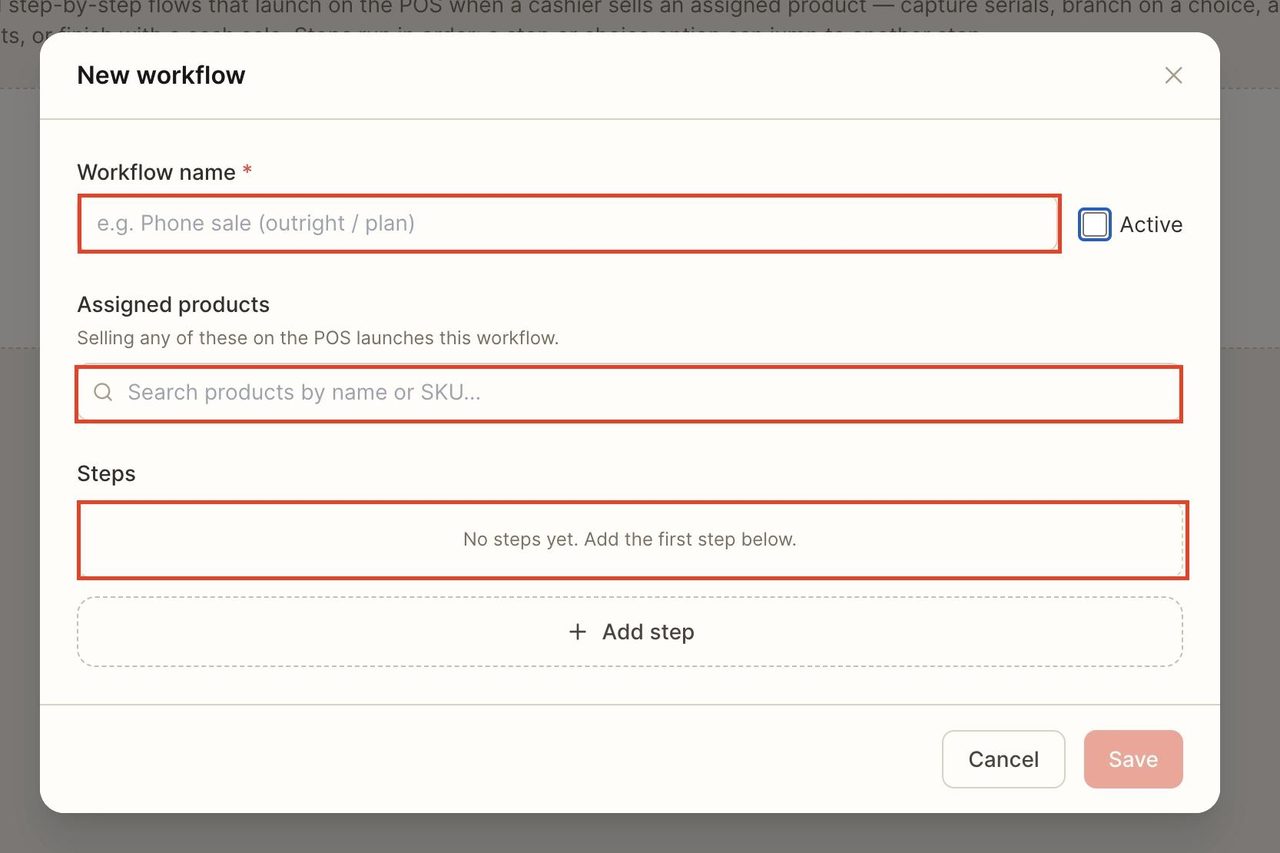 Fill in the details for the workflow.