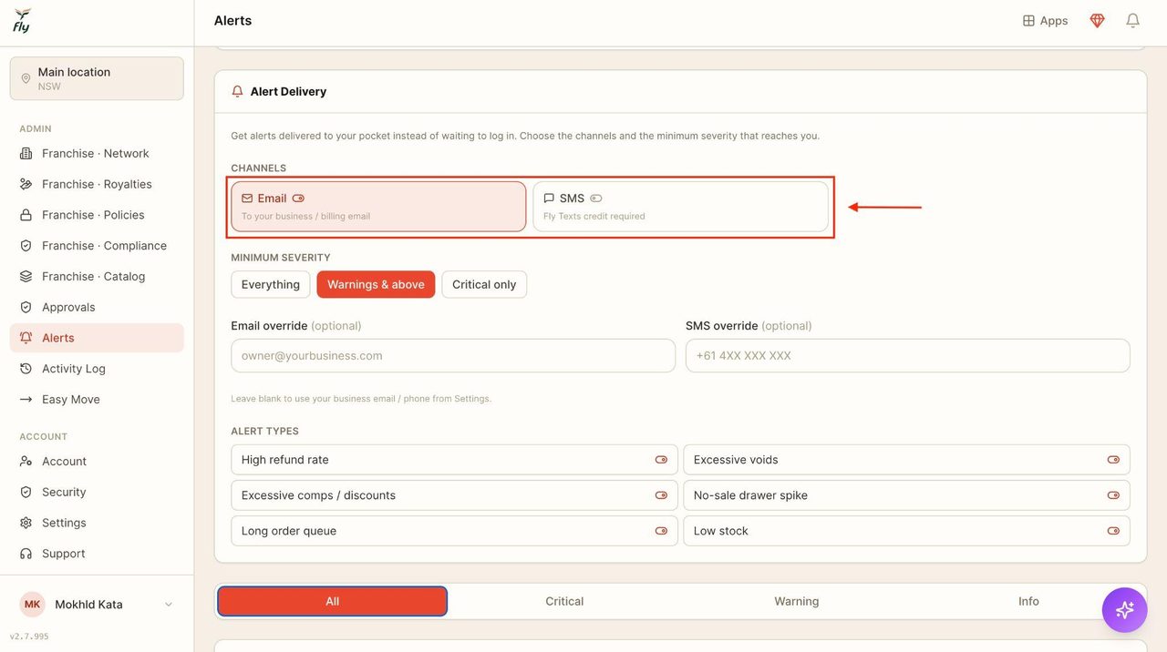 Select the channel of delivery.