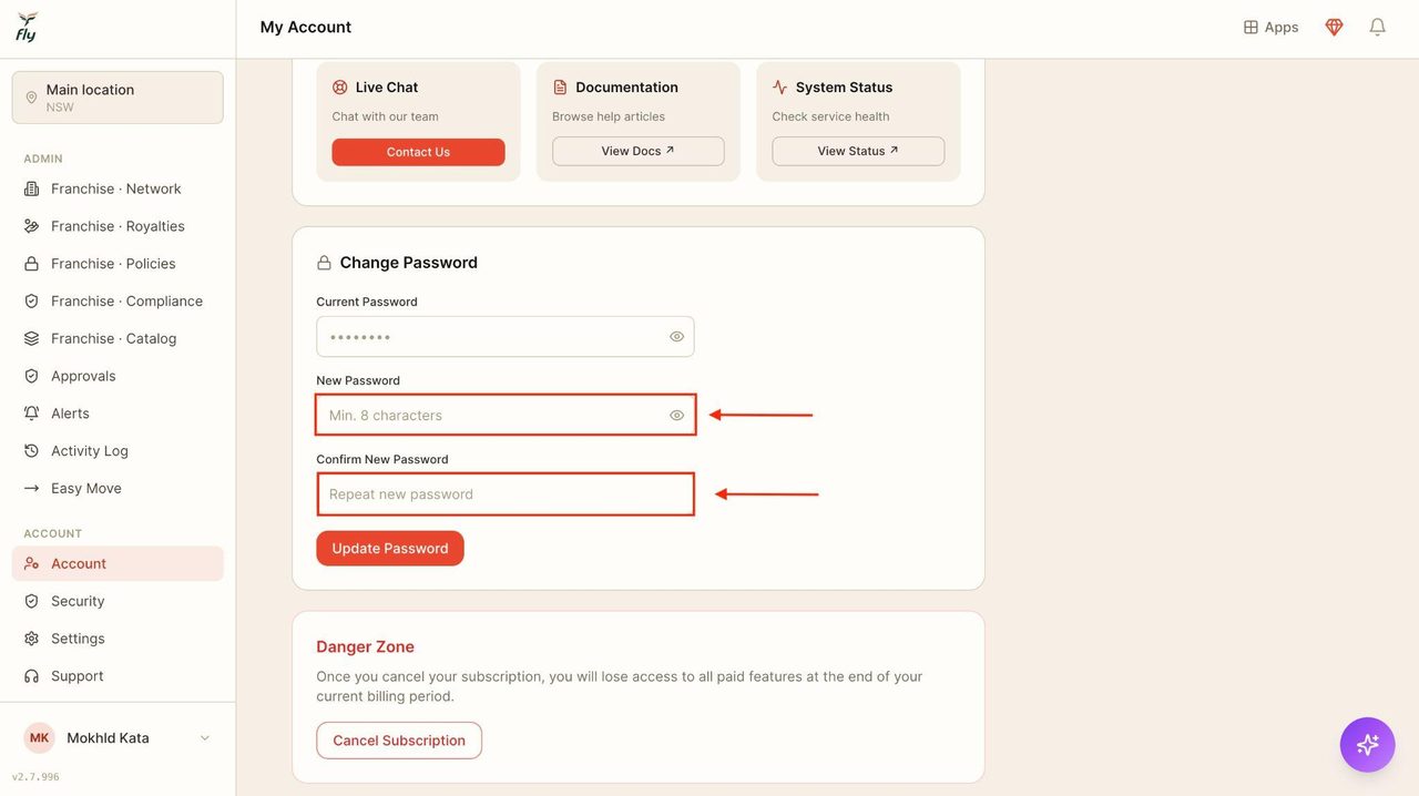 Enter your new password and enter it again to confirm it.
