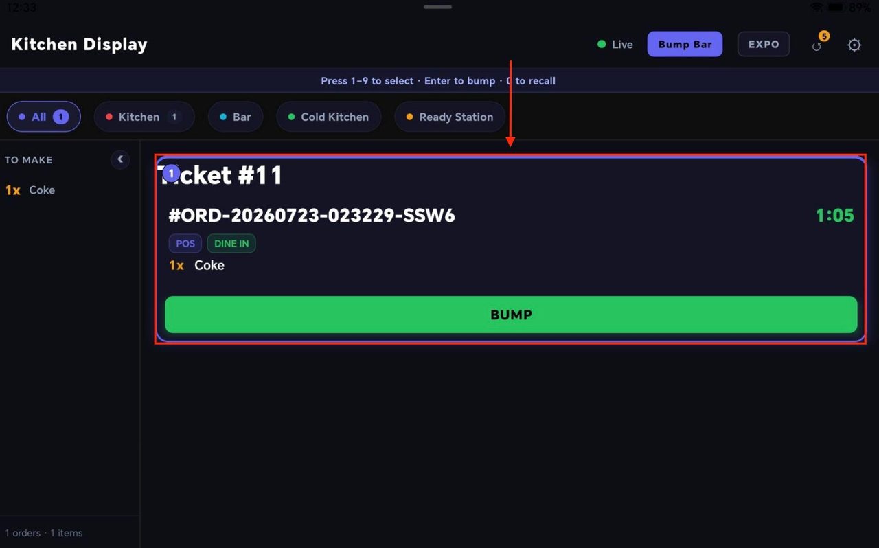 Select the ticket by pressing on it.
