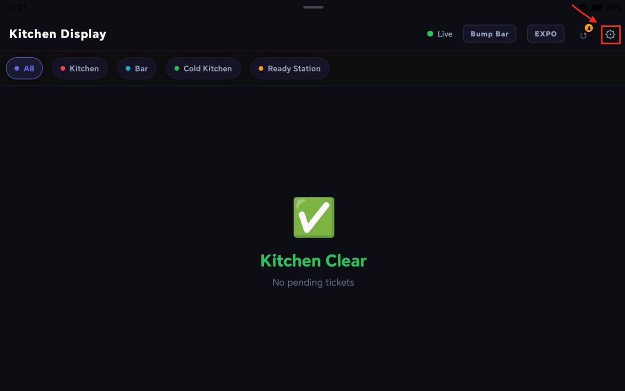 Access the settings from the top right corner.