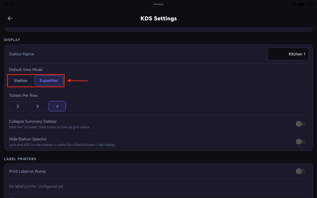 Select a default view mode from the two options.