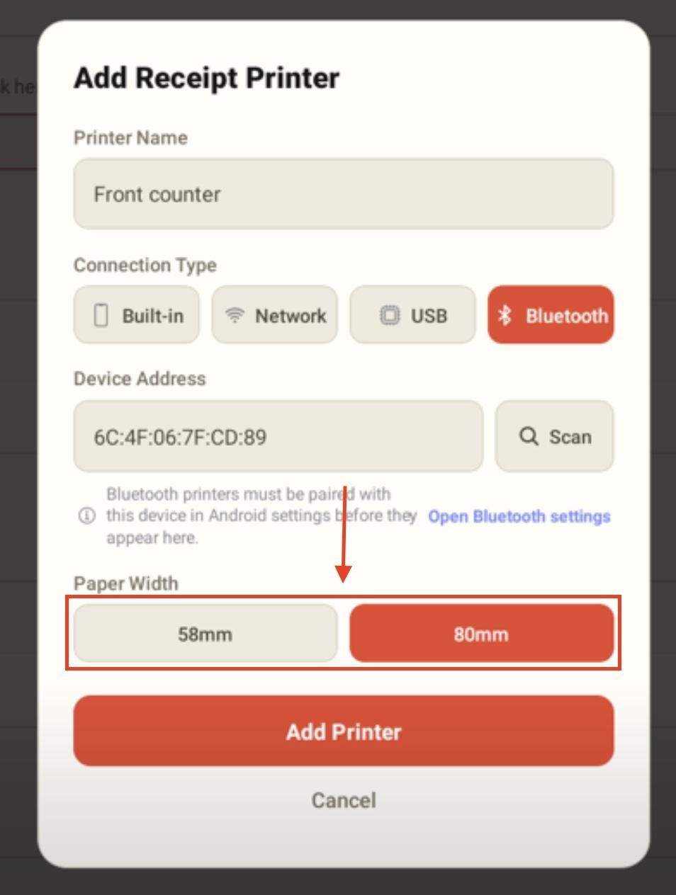 Choose the paper width.