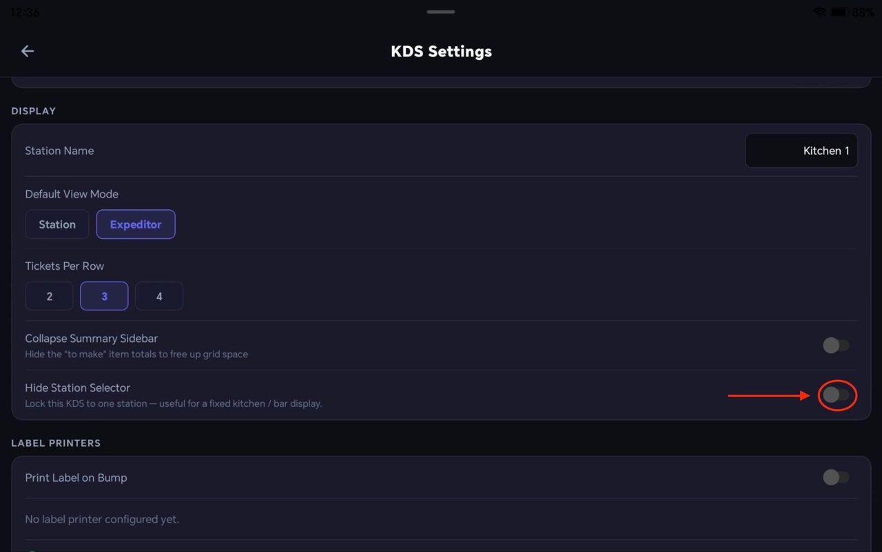 To hide the station selector, toggle on the following button.