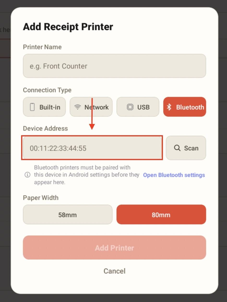 Enter the device address.