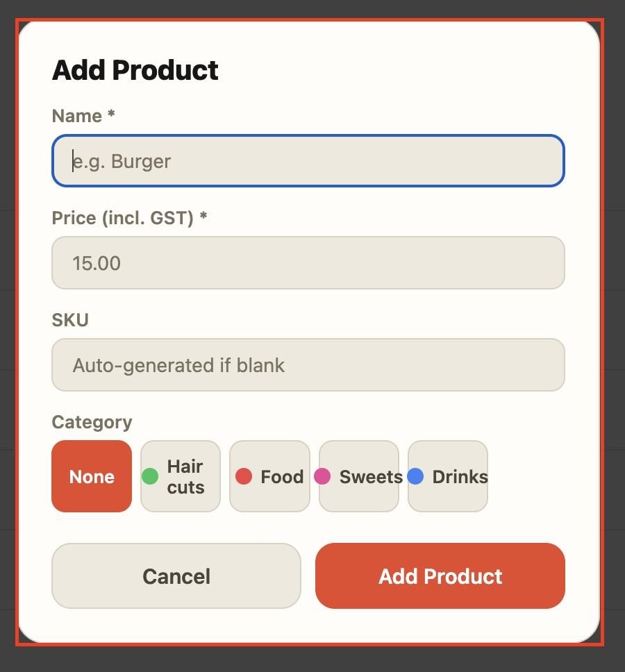 Enter all the new product’s details.