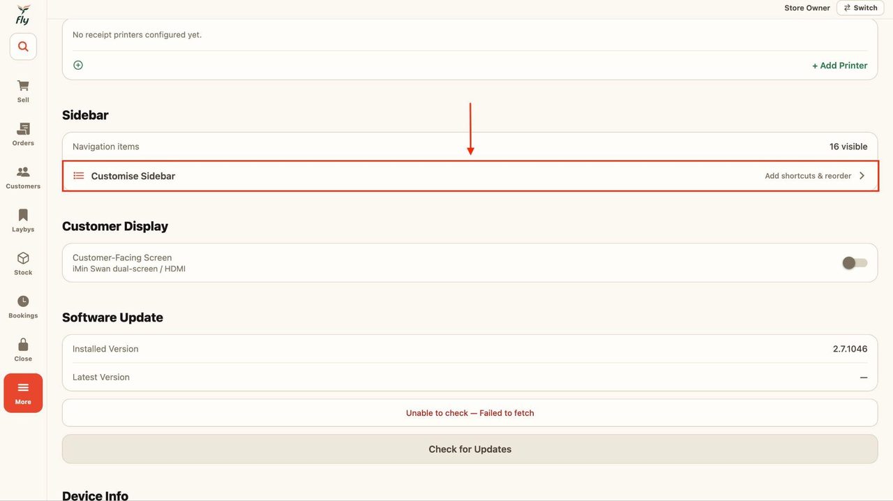 Press on ‘Customise sidebar’.