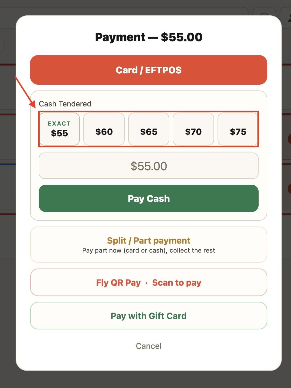 If the amount of cash you’ve been given appears on the screen, simply pick it.