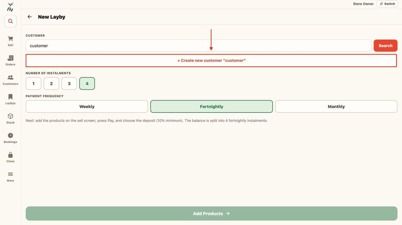 Then press ‘Create new customer’.