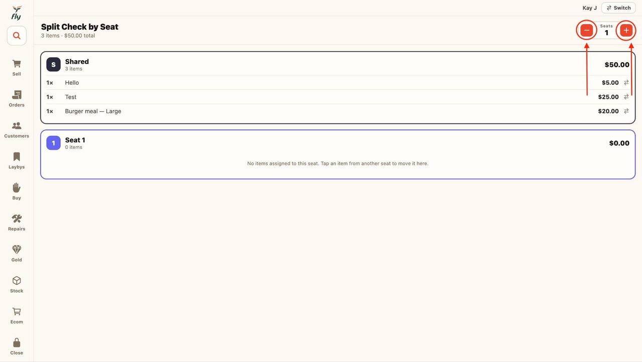 Increase or decrease the number of seats depending on how many payments the bill is getting split into.