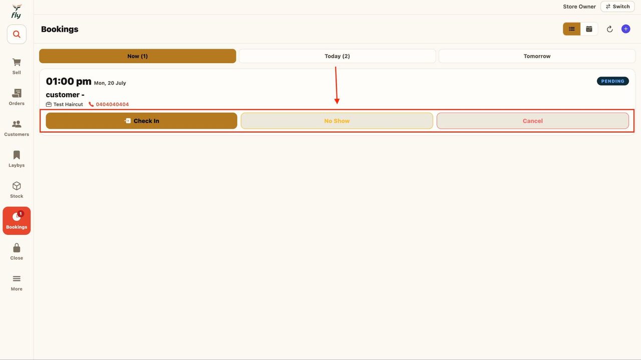 22. Select the status of the appointment.