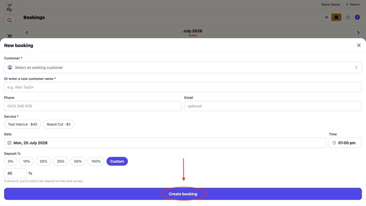 18. Once everything is done, press ‘Create booking’.