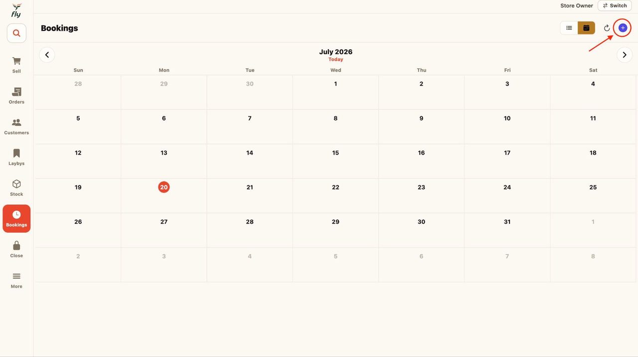 9. Press on the blue plus ‘+’ sign to add a new appointment.