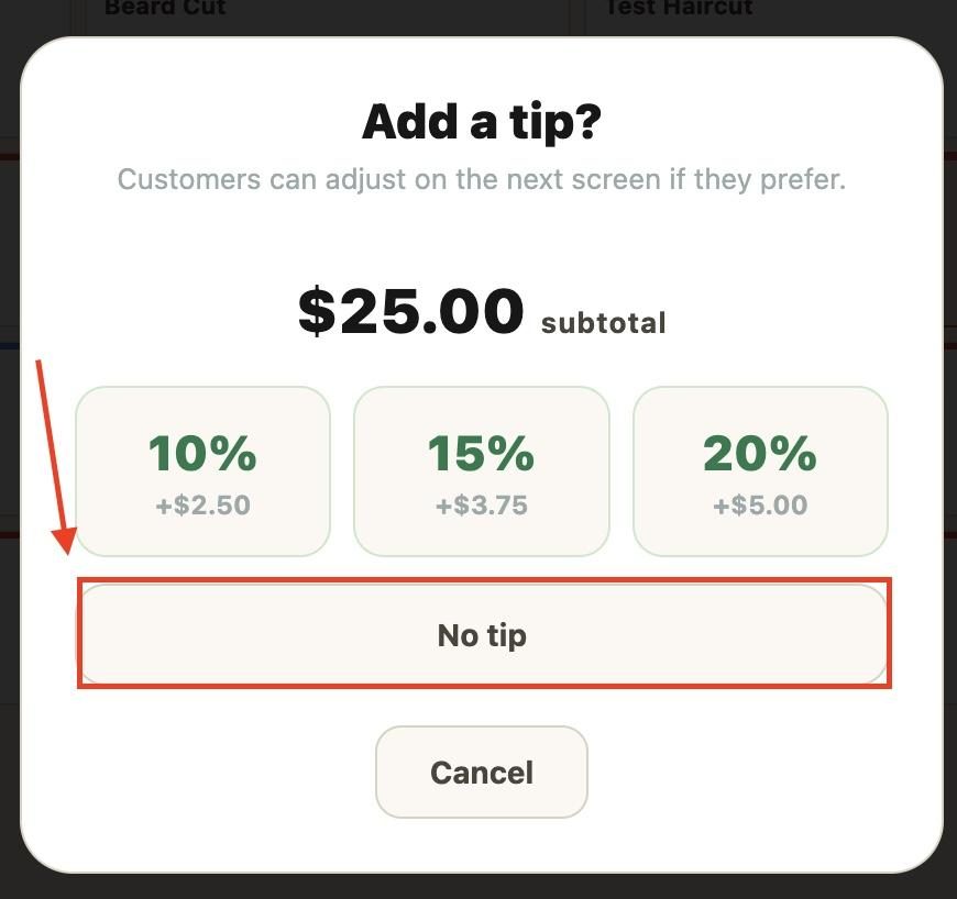 The customer can also choose not to tip.