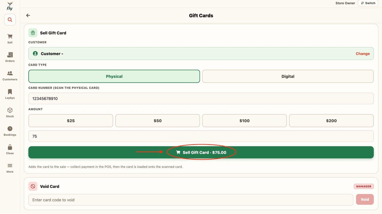 Once done, press ‘Sell Gift Card’.